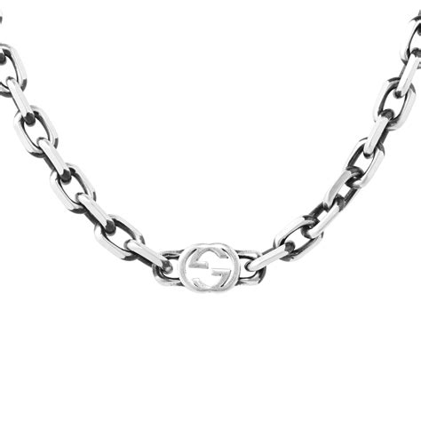 gucci italy silver chain|gucci silver and onyx necklace.